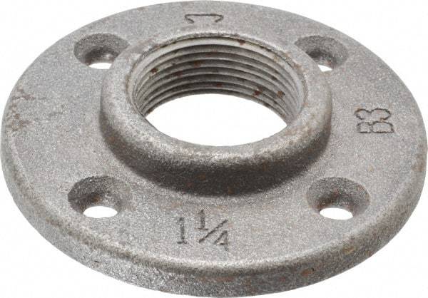 Made in USA - 1-1/4" Pipe, 4" OD, 13/16" Hub Length, Black Floor Pipe Flange - 3" Across Bolt Hole Centers, 1/4" Bolt Hole, 150 psi, Class 150 - Americas Industrial Supply
