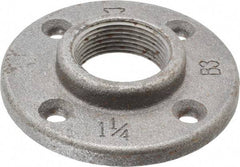 Made in USA - 1-1/4" Pipe, 4" OD, 13/16" Hub Length, Black Floor Pipe Flange - 3" Across Bolt Hole Centers, 1/4" Bolt Hole, 150 psi, Class 150 - Americas Industrial Supply