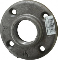Made in USA - 1-1/2" Pipe, 4-1/2" OD, 7/8" Hub Length, Black Floor Pipe Flange - 3-1/2" Across Bolt Hole Centers, 5/16" Bolt Hole, 150 psi, Class 150 - Americas Industrial Supply