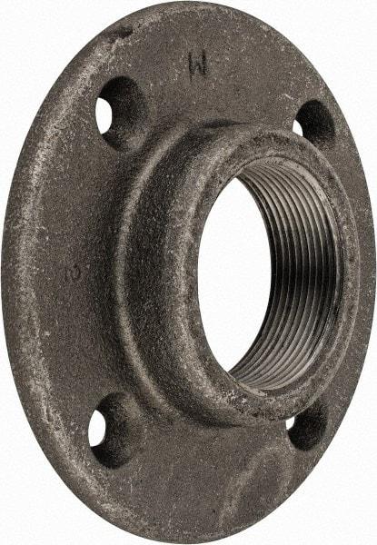 Made in USA - 2" Pipe, 5-1/2" OD, 1" Hub Length, Black Floor Pipe Flange - 4-1/4" Across Bolt Hole Centers, 5/16" Bolt Hole, 150 psi, Class 150 - Americas Industrial Supply