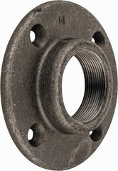 Made in USA - 2" Pipe, 5-1/2" OD, 1" Hub Length, Black Floor Pipe Flange - 4-1/4" Across Bolt Hole Centers, 5/16" Bolt Hole, 150 psi, Class 150 - Americas Industrial Supply