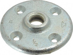 Made in USA - 1/2" Pipe, 3-1/2" OD, 5/8" Hub Length, Galvanized Floor Pipe Flange - 2-1/2" Across Bolt Hole Centers, 1/4" Bolt Hole, 150 psi, Class 150 - Americas Industrial Supply