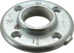 Made in USA - 1-1/4" Pipe, 4" OD, 13/16" Hub Length, Galvanized Floor Pipe Flange - 3" Across Bolt Hole Centers, 1/4" Bolt Hole, 150 psi, Class 150 - Americas Industrial Supply