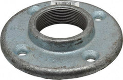 Made in USA - 2" Pipe, 5-1/2" OD, 1" Hub Length, Galvanized Floor Pipe Flange - 4-1/4" Across Bolt Hole Centers, 5/16" Bolt Hole, 150 psi, Class 150 - Americas Industrial Supply