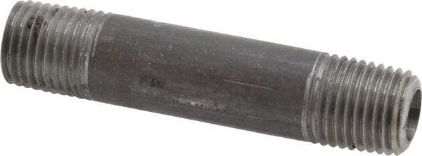 Made in USA - Schedule 80, 1/4" Diam x 2-1/2" Long Steel Black Pipe Nipple - Threaded - Americas Industrial Supply