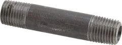 Made in USA - Schedule 80, 1/4" Diam x 2-1/2" Long Steel Black Pipe Nipple - Threaded - Americas Industrial Supply