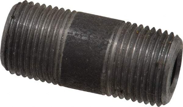 Made in USA - Schedule 80, 3/8" Diam x 1-1/2" Long Steel Black Pipe Nipple - Threaded - Americas Industrial Supply