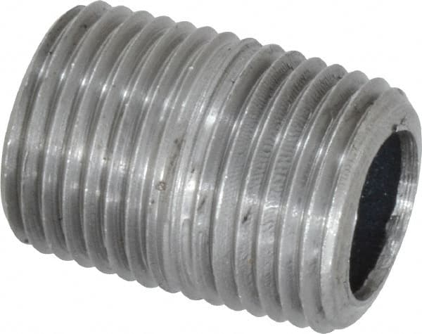 Made in USA - Schedule 80, 1/2" Diam x 1-1/8" Long Steel Black Pipe Nipple - Threaded - Americas Industrial Supply