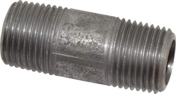 Made in USA - Schedule 80, 1/2" Diam x 2" Long Steel Black Pipe Nipple - Threaded - Americas Industrial Supply