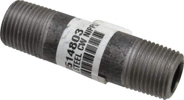 Made in USA - Schedule 80, 1/2" Diam x 3" Long Steel Black Pipe Nipple - Threaded - Americas Industrial Supply