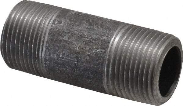 Made in USA - Schedule 80, 3/4" Diam x 2-1/2" Long Steel Black Pipe Nipple - Threaded - Americas Industrial Supply