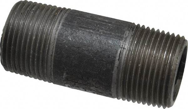 Made in USA - Schedule 80, 1" Diam x 3" Long Steel Black Pipe Nipple - Threaded - Americas Industrial Supply