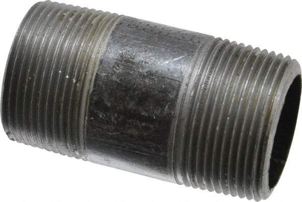 Made in USA - Schedule 80, 1-1/4" Diam x 3" Long Steel Black Pipe Nipple - Threaded - Americas Industrial Supply