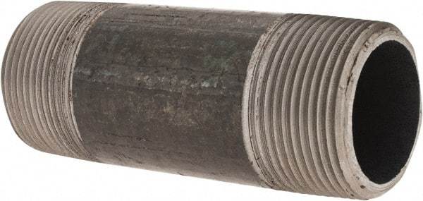 Made in USA - Schedule 80, 1-1/4" Diam x 4" Long Steel Black Pipe Nipple - Threaded - Americas Industrial Supply