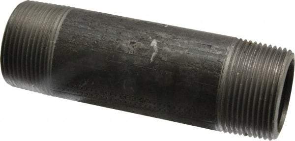 Made in USA - Schedule 80, 1-1/4" Diam x 5" Long Steel Black Pipe Nipple - Threaded - Americas Industrial Supply