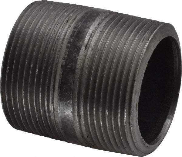 Made in USA - Schedule 80, 1-1/2" Diam x 2" Long Steel Black Pipe Nipple - Threaded - Americas Industrial Supply