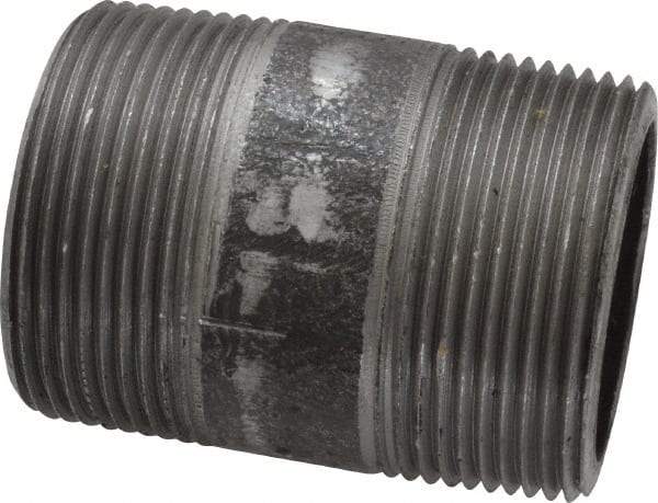 Made in USA - Schedule 80, 1-1/2" Diam x 2-1/2" Long Steel Black Pipe Nipple - Threaded - Americas Industrial Supply