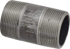 Made in USA - Schedule 80, 1-1/2" Diam x 3" Long Steel Black Pipe Nipple - Threaded - Americas Industrial Supply