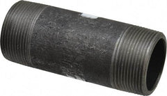 Made in USA - Schedule 80, 1-1/2" Diam x 4-1/2" Long Steel Black Pipe Nipple - Threaded - Americas Industrial Supply