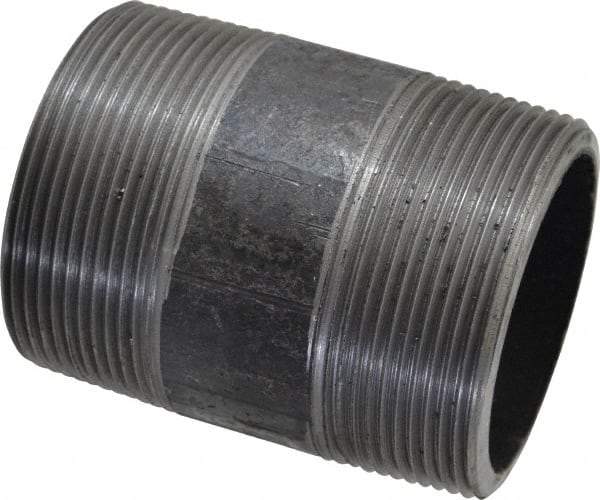 Made in USA - Schedule 80, 2" Diam x 3" Long Steel Black Pipe Nipple - Threaded - Americas Industrial Supply