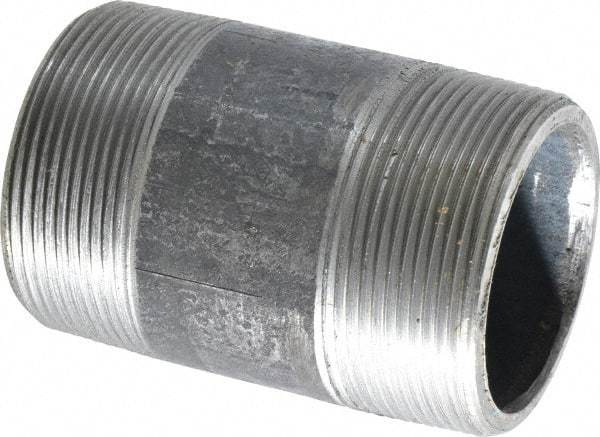 Made in USA - Schedule 80, 2" Diam x 3-1/2" Long Steel Black Pipe Nipple - Threaded - Americas Industrial Supply