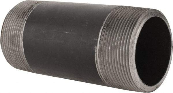 Made in USA - Schedule 80, 2" Diam x 5" Long Steel Black Pipe Nipple - Threaded - Americas Industrial Supply