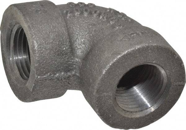 Made in USA - Size 1/2", Class 300, Malleable Iron Black Pipe 90° Elbow - 300 psi, Threaded End Connection - Americas Industrial Supply