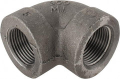 Made in USA - Size 1", Class 300, Malleable Iron Black Pipe 90° Elbow - 300 psi, Threaded End Connection - Americas Industrial Supply