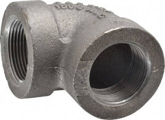 Made in USA - Size 1-1/4", Class 300, Malleable Iron Black Pipe 90° Elbow - 300 psi, Threaded End Connection - Americas Industrial Supply