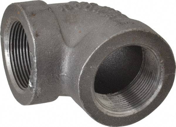 Made in USA - Size 1-1/2", Class 300, Malleable Iron Black Pipe 90° Elbow - 300 psi, Threaded End Connection - Americas Industrial Supply