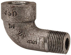 Made in USA - Size 3/8", Class 300, Malleable Iron Black Pipe 90° Street Elbow - 300 psi, Threaded End Connection - Americas Industrial Supply