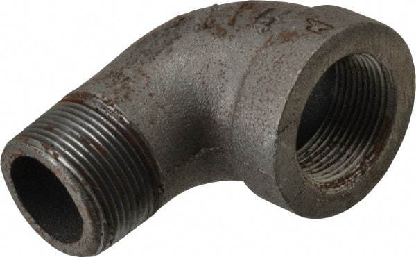 Made in USA - Size 1-1/4", Class 300, Malleable Iron Black Pipe 90° Street Elbow - 300 psi, Threaded End Connection - Americas Industrial Supply