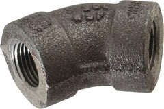 Made in USA - Size 3/8", Class 300, Malleable Iron Black Pipe 45° Elbow - 300 psi, Threaded End Connection - Americas Industrial Supply