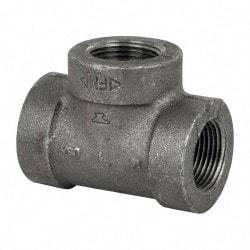 Made in USA - Size 1", Class 300, Malleable Iron Black Pipe Tee - 300 psi, Threaded End Connection - Americas Industrial Supply