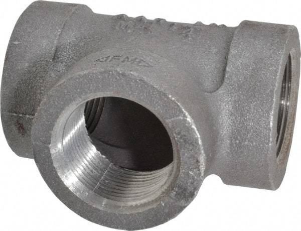 Made in USA - Size 1-1/4", Class 300, Malleable Iron Black Pipe Tee - 300 psi, Threaded End Connection - Americas Industrial Supply
