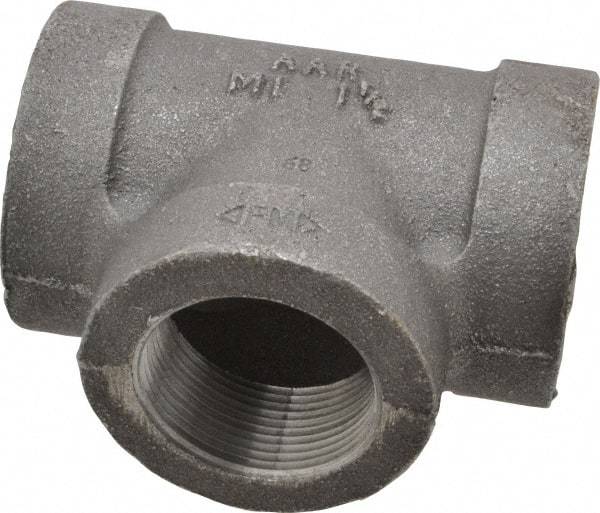 Made in USA - Size 1-1/2", Class 300, Malleable Iron Black Pipe Tee - 300 psi, Threaded End Connection - Americas Industrial Supply