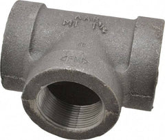 Made in USA - Size 1-1/2", Class 300, Malleable Iron Black Pipe Tee - 300 psi, Threaded End Connection - Americas Industrial Supply