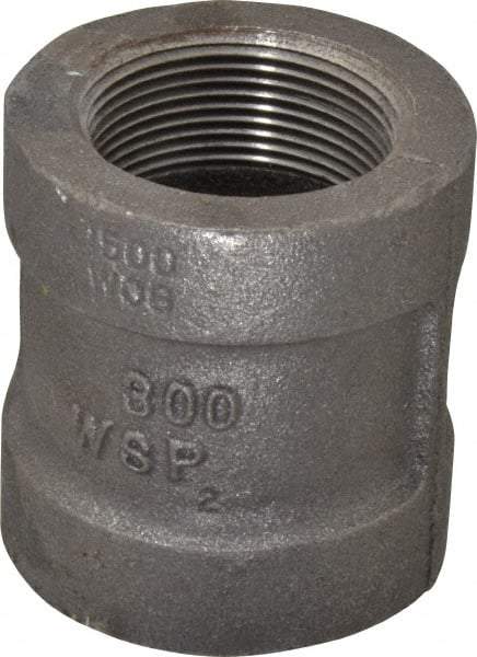 Made in USA - Size 1-1/2", Class 300, Malleable Iron Black Pipe Coupling - 300 psi, Threaded End Connection - Americas Industrial Supply