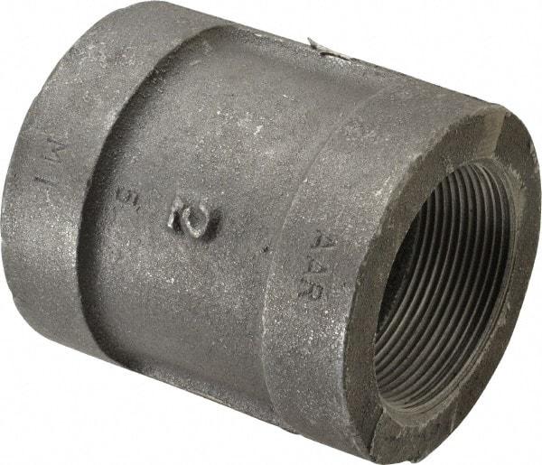 Made in USA - Size 2", Class 300, Malleable Iron Black Pipe Coupling - 300 psi, Threaded End Connection - Americas Industrial Supply
