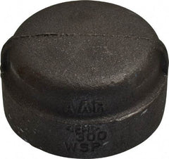Made in USA - Size 1-1/2", Class 300, Malleable Iron Black Pipe End Cap - 300 psi, Threaded End Connection - Americas Industrial Supply