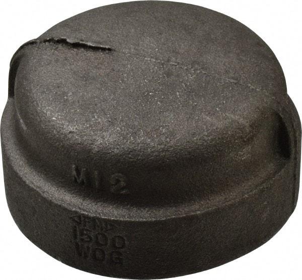 Made in USA - Size 2", Class 300, Malleable Iron Black Pipe End Cap - 300 psi, Threaded End Connection - Americas Industrial Supply