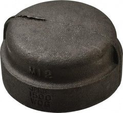 Made in USA - Size 2", Class 300, Malleable Iron Black Pipe End Cap - 300 psi, Threaded End Connection - Americas Industrial Supply