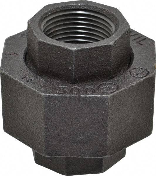 Made in USA - Size 1", Class 300, Malleable Iron Black Pipe Union - 300 psi, Threaded End Connection - Americas Industrial Supply