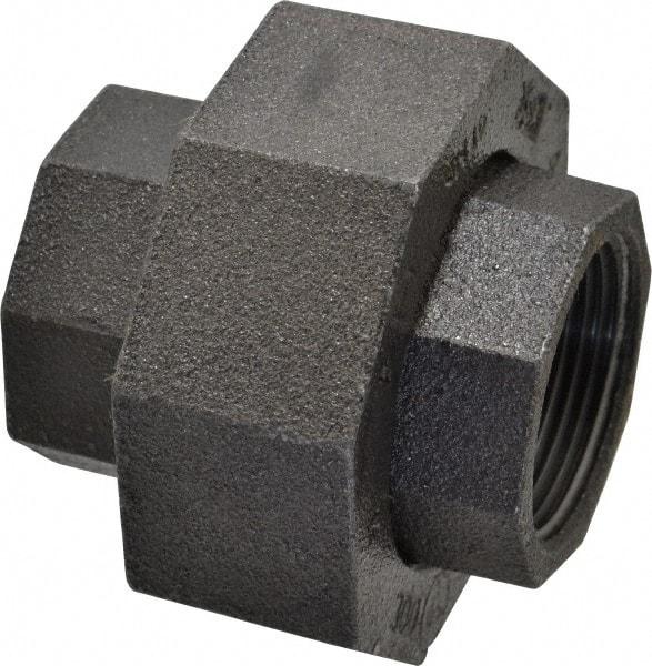 Made in USA - Size 1-1/4", Class 300, Malleable Iron Black Pipe Union - 300 psi, Threaded End Connection - Americas Industrial Supply