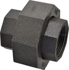 Made in USA - Size 1-1/4", Class 300, Malleable Iron Black Pipe Union - 300 psi, Threaded End Connection - Americas Industrial Supply