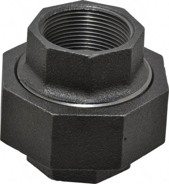 Made in USA - Size 1-1/2", Class 300, Malleable Iron Black Pipe Union - 300 psi, Threaded End Connection - Americas Industrial Supply