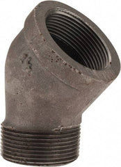 Made in USA - Size 1-1/2", Class 150, Malleable Iron Black Pipe 45° Street Elbow - 150 psi, Threaded End Connection - Americas Industrial Supply
