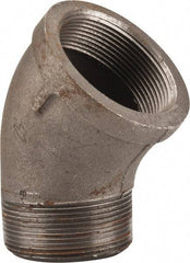 Made in USA - Size 2", Class 150, Malleable Iron Black Pipe 45° Street Elbow - 150 psi, Threaded End Connection - Americas Industrial Supply