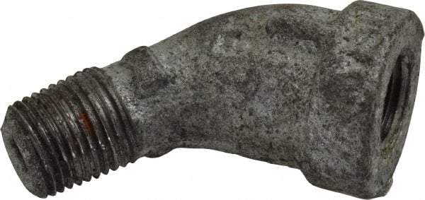 Made in USA - Class 150, 1/8" Galvanized Pipe 45° Street Elbow - Threaded, Malleable Iron - Americas Industrial Supply