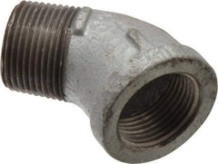Made in USA - Class 150, 1" Galvanized Pipe 45° Street Elbow - Threaded, Malleable Iron - Americas Industrial Supply
